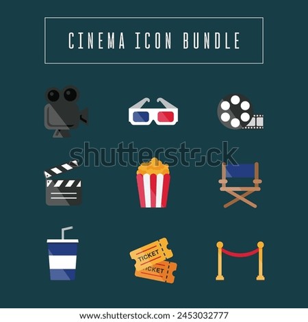 Cinema night fun icon set