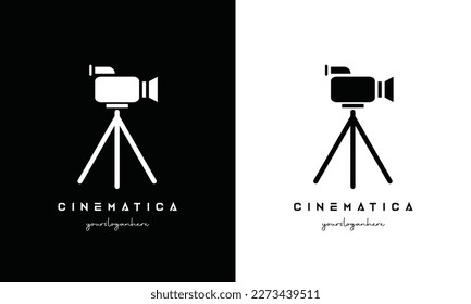 Cinema Old classic Camera Logo design vector template. Film Video service company Logotype concept icon