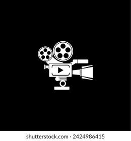 Cinema Old classic Camera Logo design vector template. Film Video service company Logotype concept icon