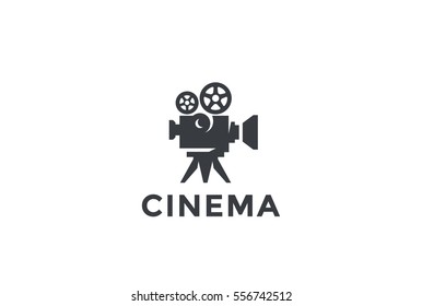 Cinema Old Classic Camera Logo Design Vector Template.
Film Video Service Company Logotype Concept Icon