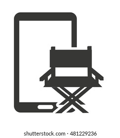 cinema online with smartphone vector illustration design