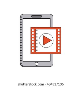 cinema online with smartphone vector illustration design