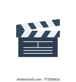 Cinema open clapper icon clapperboard flat symbol. Isolated vector illustration of clapperboard sign cinema open icon concept for your web site mobile app logo UI design.