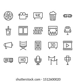 Cinema outline icon set.Vector illustration