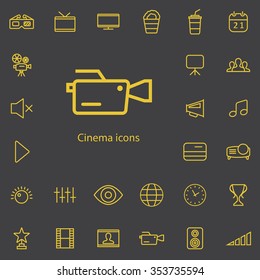 cinema outline, thin, flat, digital icon set for web and mobile