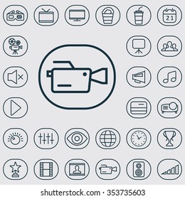 cinema outline, thin, flat, digital icon set for web and mobile