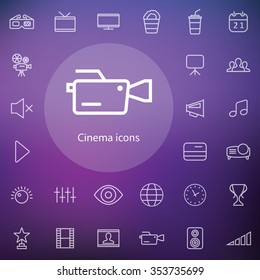 cinema outline, thin, flat, digital icon set for web and mobile