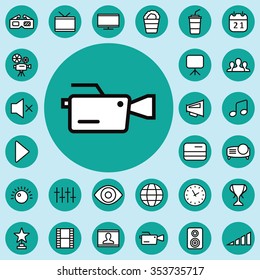 cinema outline, thin, flat, digital icon set for web and mobile