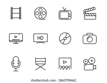 Cinema Outline Vector Icons Isolated On Stock Vector (Royalty Free ...