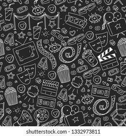 Cinema Pattern With Vector Icons. Movie,