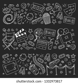 Cinema pattern with vector icons. Movie,