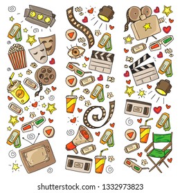 Cinema pattern with vector icons. Movie,
