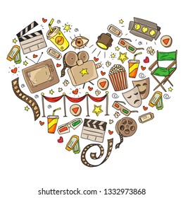 Cinema pattern with vector icons. Movie,