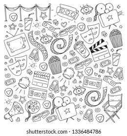 Cinema Pattern With Vector Icons. Movie,