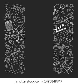 Cinema pattern with vector icons. Movie,