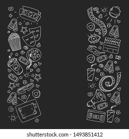 Cinema pattern with vector icons. Movie,