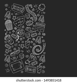 Cinema pattern with vector icons. Movie,