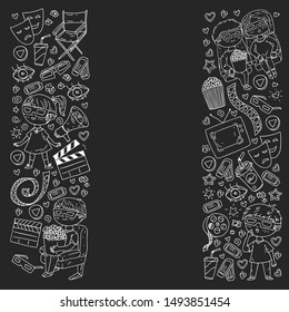 Cinema pattern with vector icons. Movie,