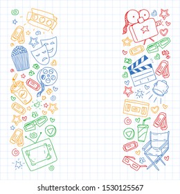 Cinema pattern with vector icons. Movie,