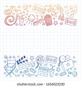 Cinema pattern with vector icons. Movie,