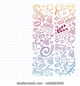 Cinema pattern with vector icons. Movie,
