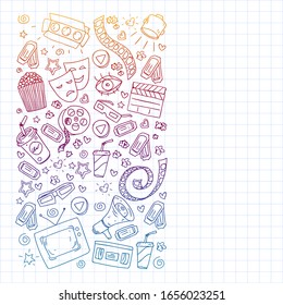 Cinema pattern with vector icons. Movie,