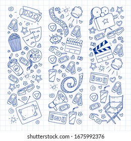 Cinema pattern with vector icons. Movie,