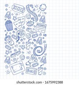 Cinema pattern with vector icons. Movie,