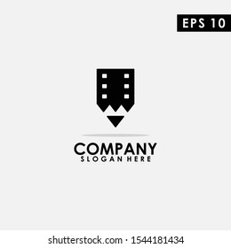 Cinema Pencil Logo Design Vector Template