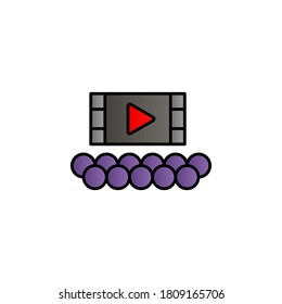 Cinema, people, hall, screen color gradient vector icon