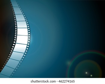Cinema or Photo film strip with lens flare on dark background. EPS10 vector file