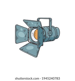 Cinema or photography spotlight icon, sketch vector illustration isolated.