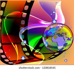 Cinema a picture the Planet and space. A vector template of the brochure of cinema. EPS 10