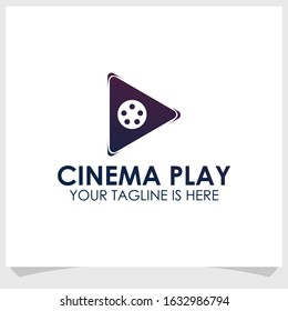 cinema play icon logo template design vector, arts cinema logo template