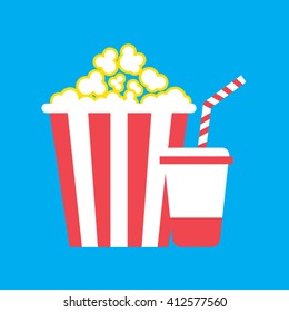 Cinema Popcorn box cocktail. Vector illustration. Flat design.