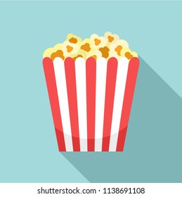 Cinema popcorn box icon. Flat illustration of cinema popcorn box vector icon for web design