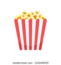 Cinema popcorn box icon. Flat illustration of cinema popcorn box vector icon for web isolated on white