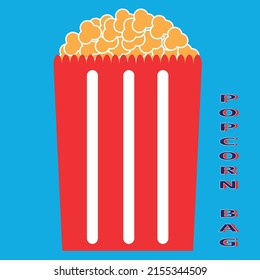 Cinema popcorn box icon flat style