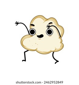 cinema popcorn character cartoon. movie corn, funny film, pop food cinema popcorn character sign. isolated symbol vector illustration