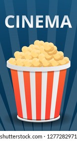 Cinema popcorn concept banner. Cartoon illustration of cinema popcorn vector concept banner for web design
