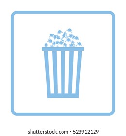 Cinema popcorn icon. Blue frame design. Vector illustration.