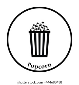 Cinema popcorn icon. Thin circle design. Vector illustration.