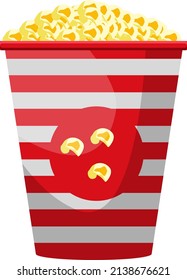 Cinema popcorn, illustration, vector on a white background.