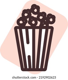 Cinema popcorn, illustration, vector on a white background.