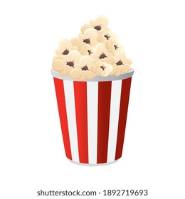 Cinema popcorn striped box design, Movie video film media entertainment theme Vector illustration