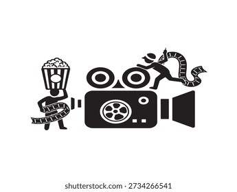 Cinema e ilustração vetorial de pipoca