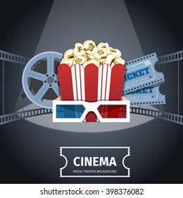 Cinema Poster Design Template.  Vector Illustration.