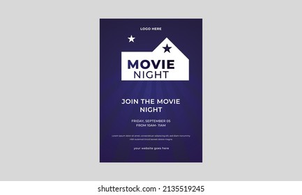 Cinema poster, Night film movies, Movie night concept. Creative template for cinema poster, banner, Movie Night. Can be used for flyer.