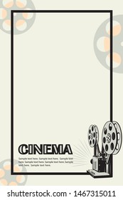 cinema poster with retro movie camera background