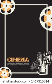 cinema poster with retro movie camera background